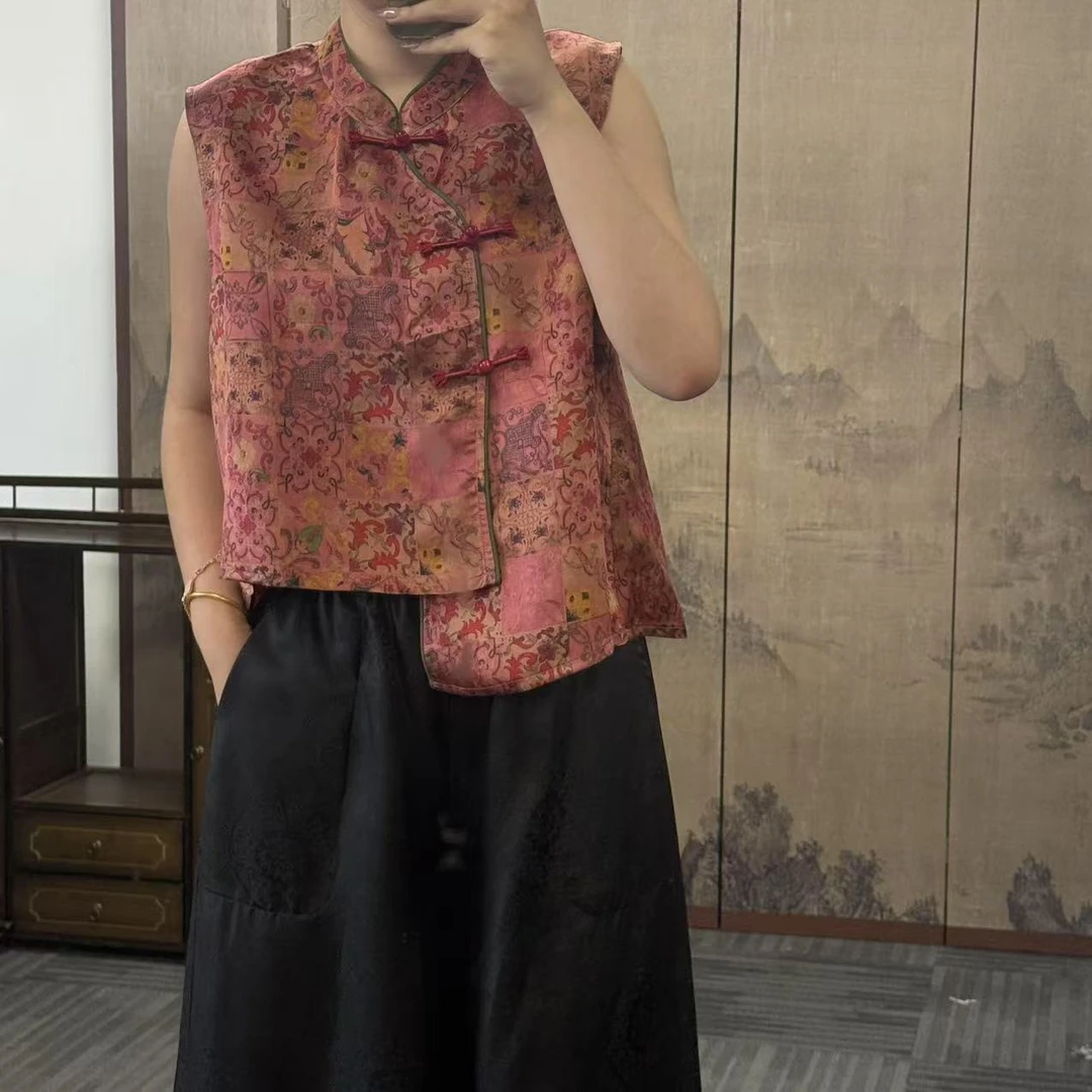 100桑蚕丝！设计师款花萝小马甲