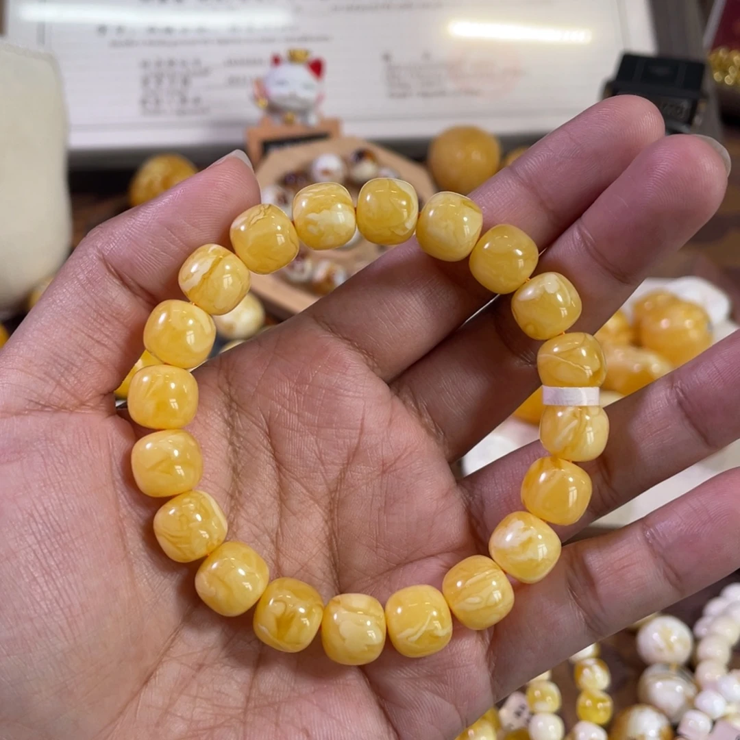 蜜蜡未镶嵌裸石11mm 焦皮橘白妖花精工同料老型单圈K787