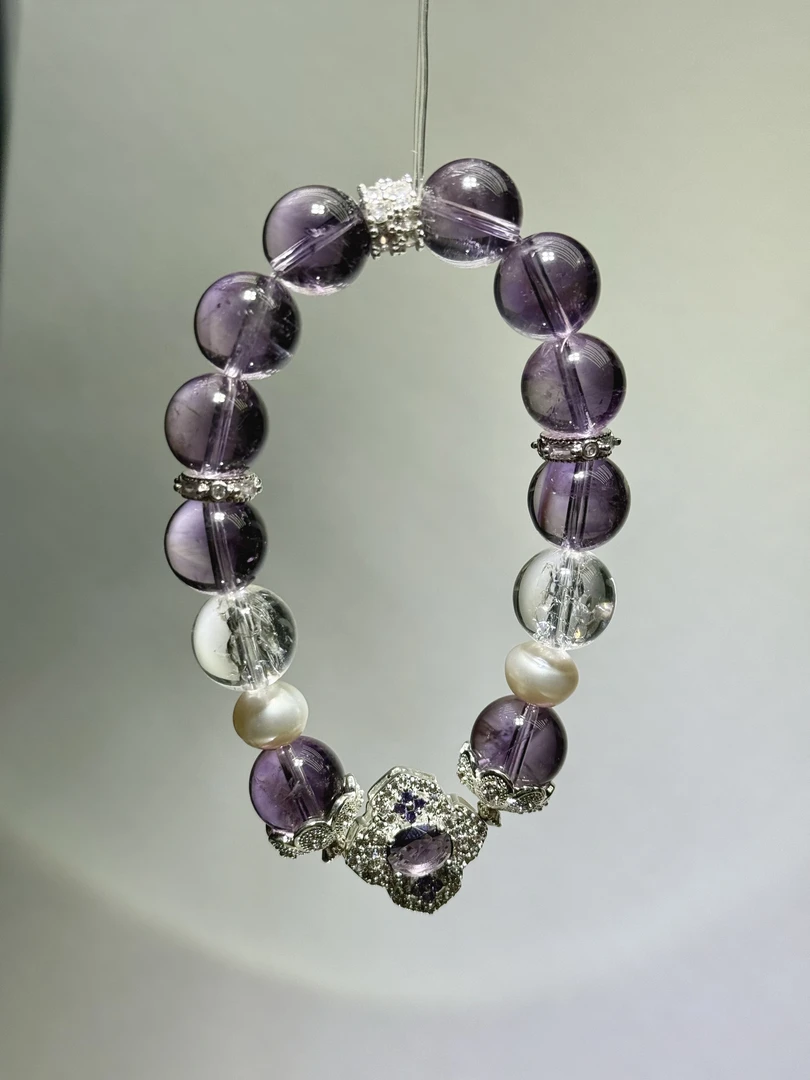 【紫气东来】c041紫水晶紫兔毛天然水晶设计师款diy定制小众