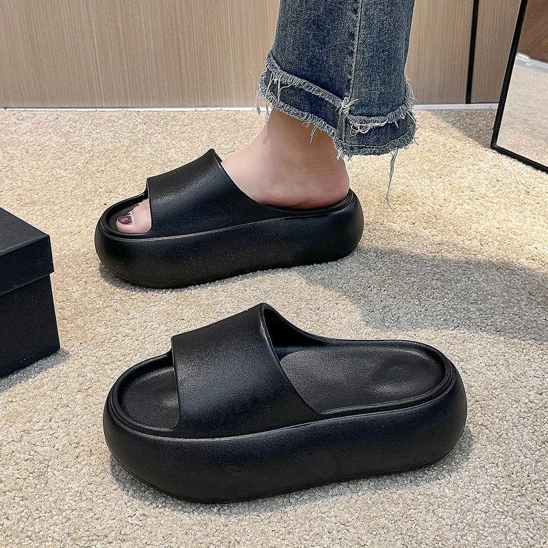 猫力厚底踩屎感拖鞋女夏季时尚ins2025新款简约纯色沙滩凉拖外穿