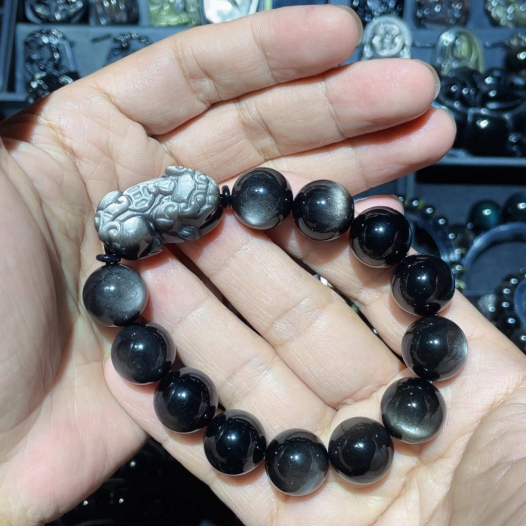 【闪购商品】黑曜岩未镶嵌手链责***天