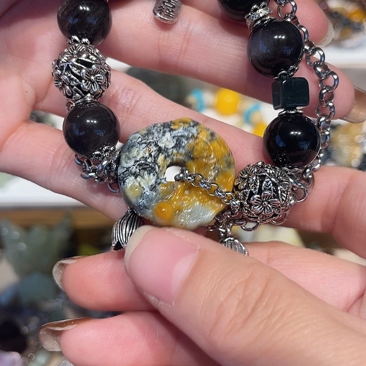 蛇纹石玉合金颈饰