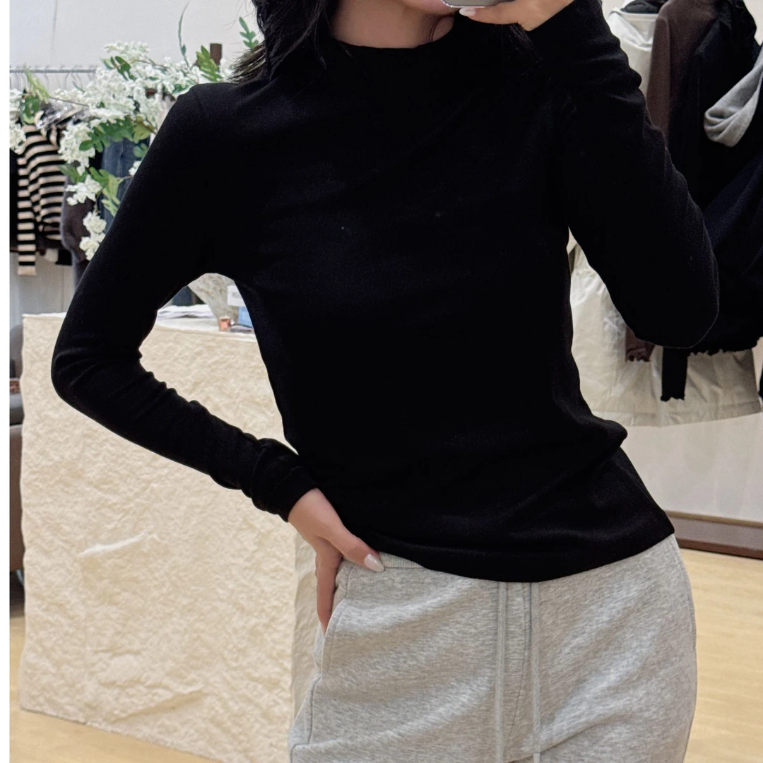 Merabaa麦麦 【奢雅高定】V家山羊绒半高领精织针织打底衫TX1039