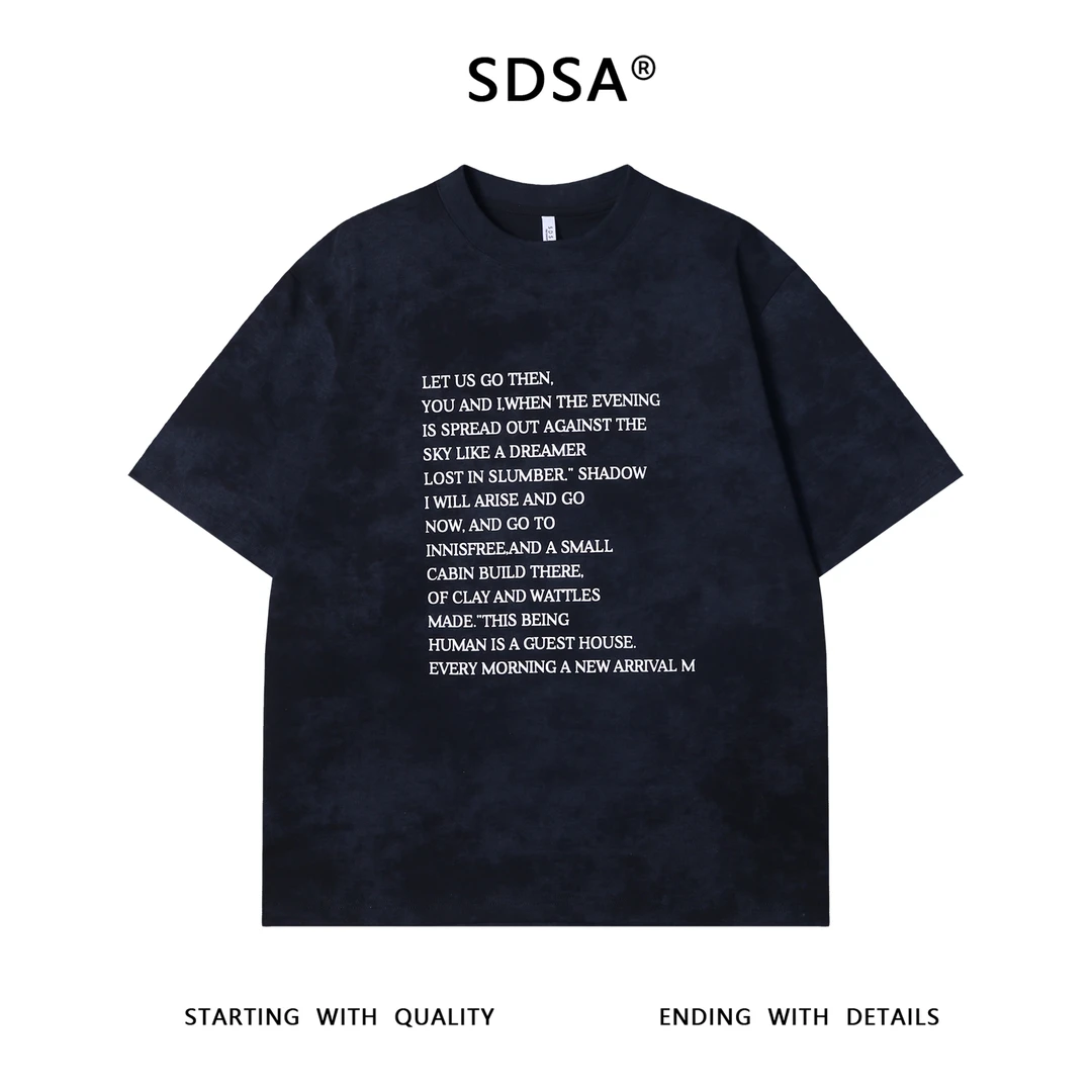 夏季高级感新款男士美式扎染印花字母短袖T恤小众设计百搭上衣