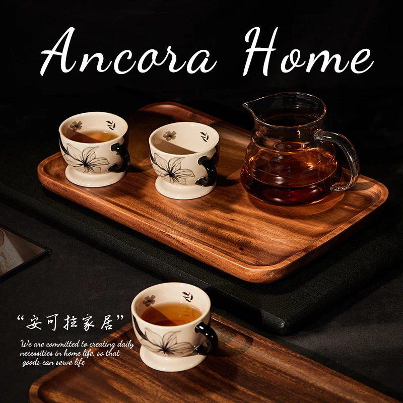 南美日式颜色干泡胡桃木托盘展示盘餐盘家用披萨长方形木家庭盘子