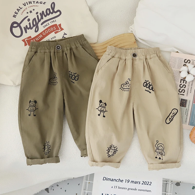 男童裤子春秋款儿童水洗棉长裤小童薄款潮酷帅气小男孩炸街休闲裤