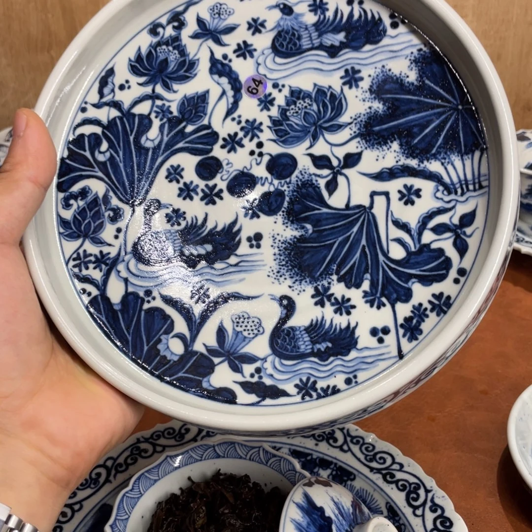 景德镇纯手工手绘满池娇64