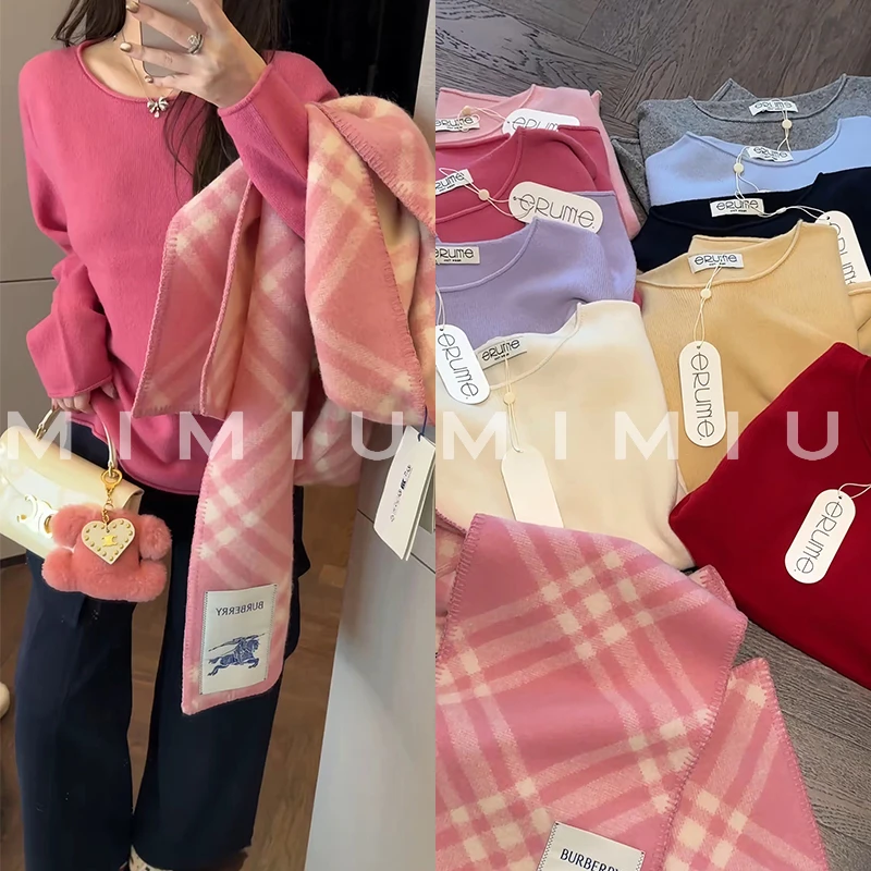 【mimius】P 泡菜国订单全羊毛松感弛百搭卷边针织衫 WG09076