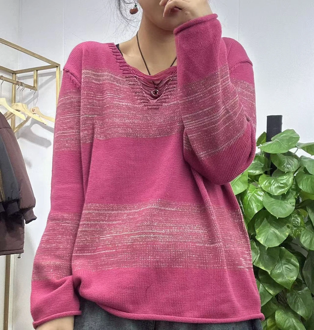 色织条纹套头毛衣5977001