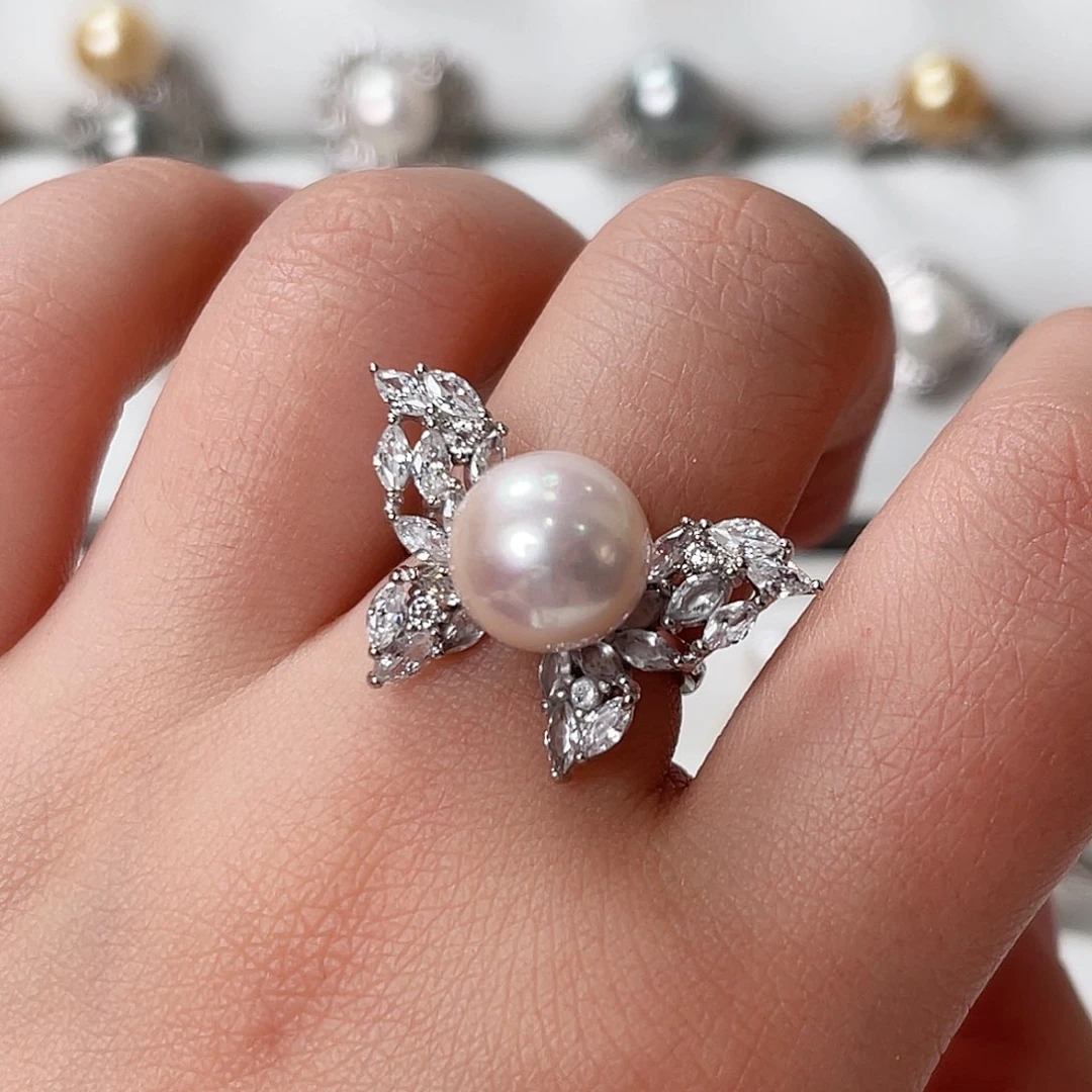 淡水珍珠戒指银S925镶嵌