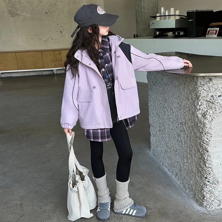 中大女童春秋款外套洋气女孩春款儿童装冲锋风衣上衣服潮春装8岁9