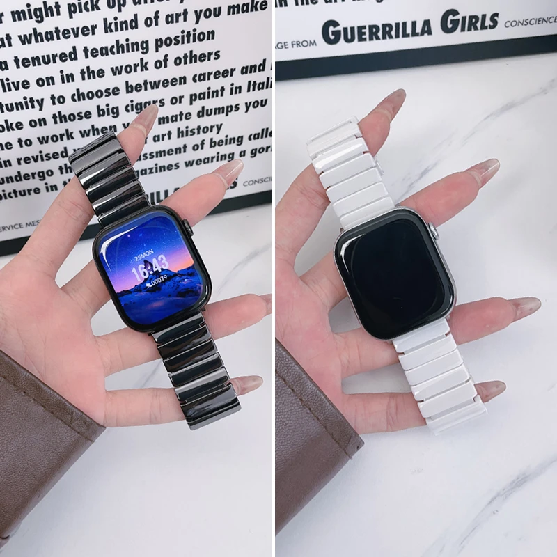 裴蔻 适用applewatch s10苹果s9陶瓷表带iwatch8/7/6高级一株腕带