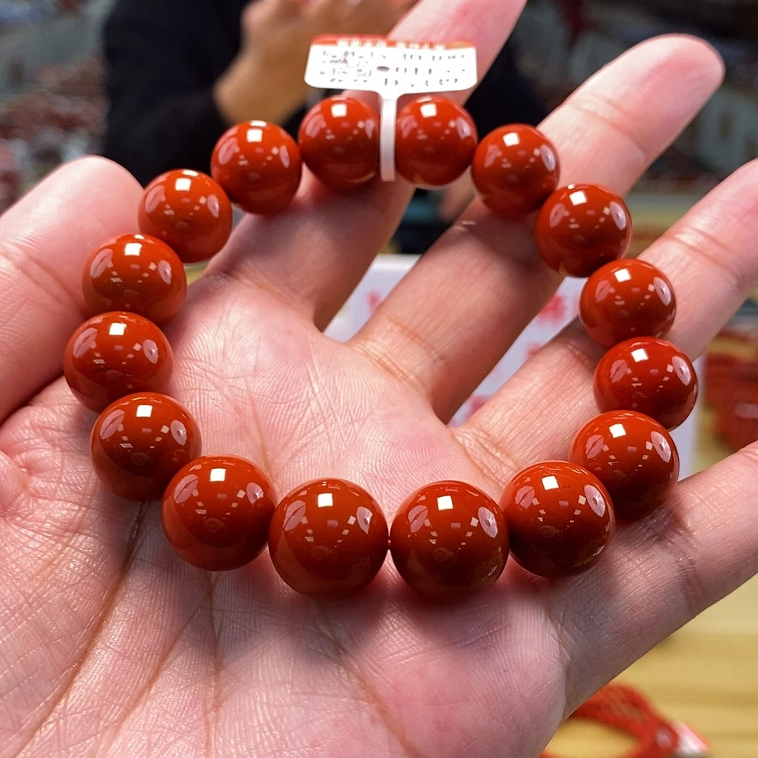 【小刘南红】保山南红（典藏）锦红圆珠单圈13mm+ 多样性发一