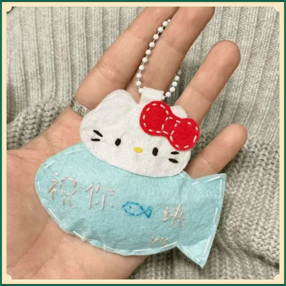小猫吃小鱼不织布挂件FTGY祝你鱼块不织布材料包高颜值手工【俊旺】