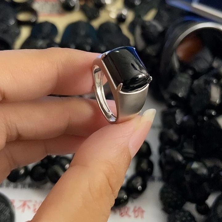 银S925镶嵌戒指翡翠墨翠