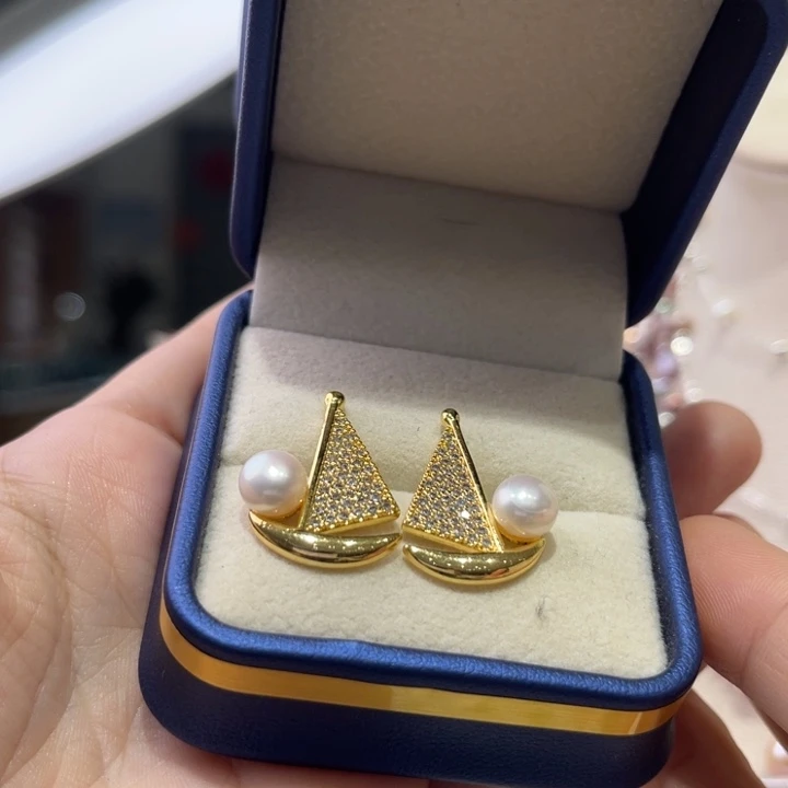 淡水珍珠耳饰合金