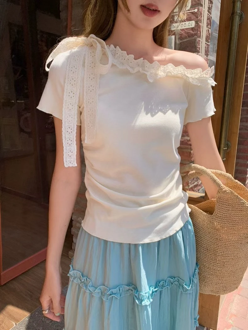 GNN自制蕾丝露肩上衣～