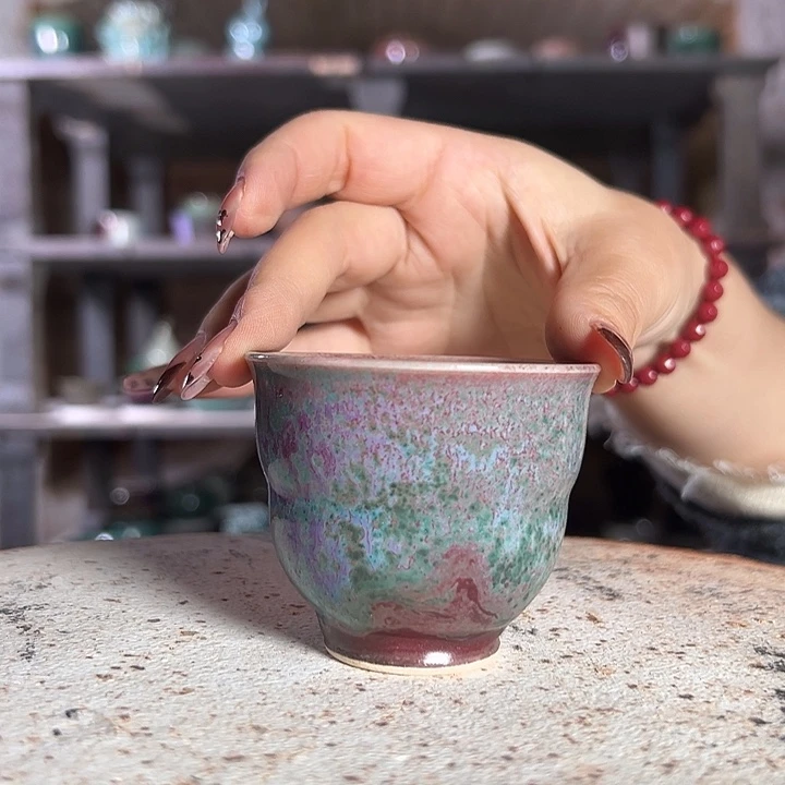 瓷片钧瓷杯子摆件茶宠614