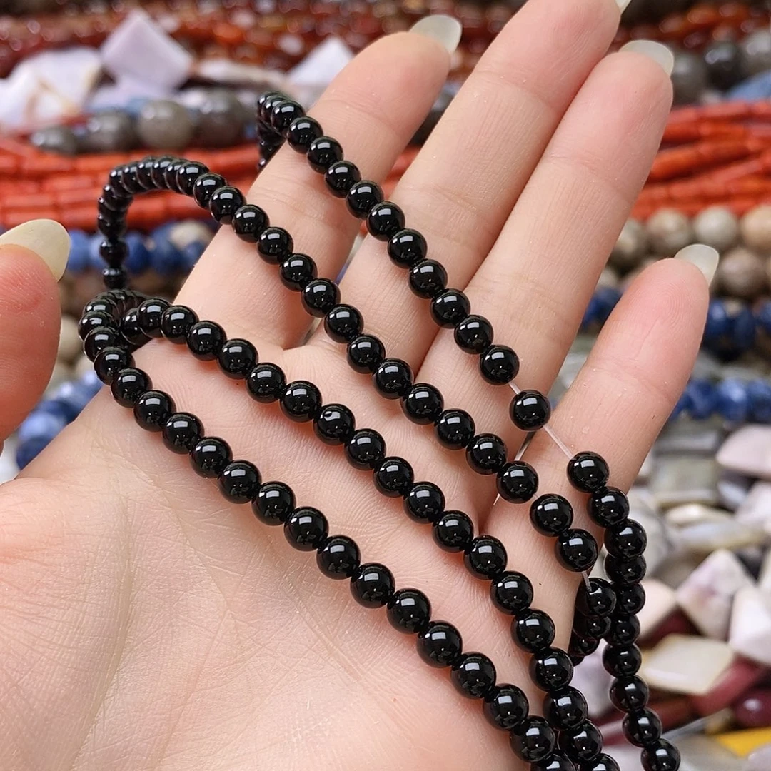 玛瑙/玉髓未镶嵌珠宝半成品卡五黑玛瑙两条装