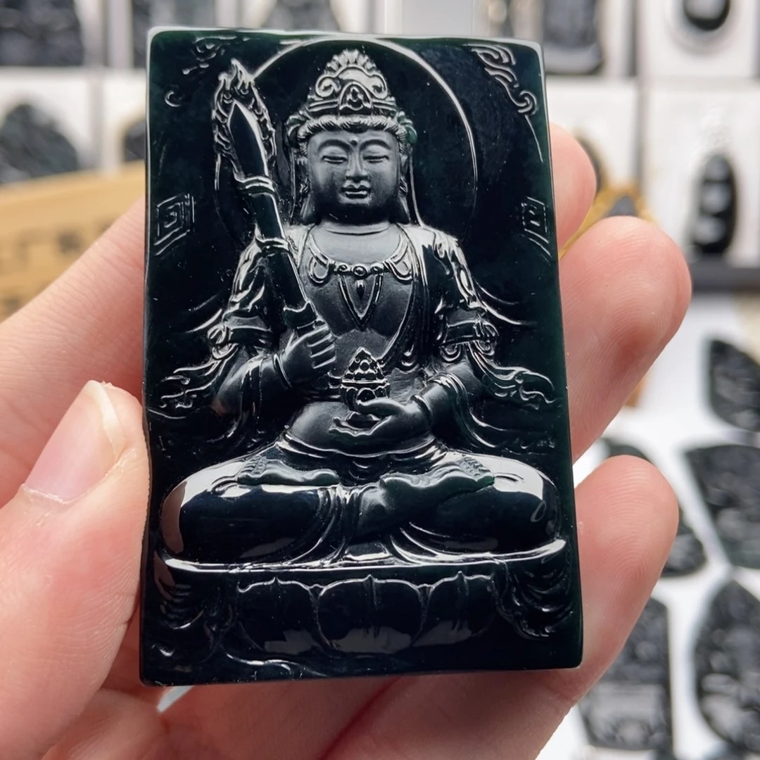 裸石翡翠森*鑫缅甸墨翠虚空藏