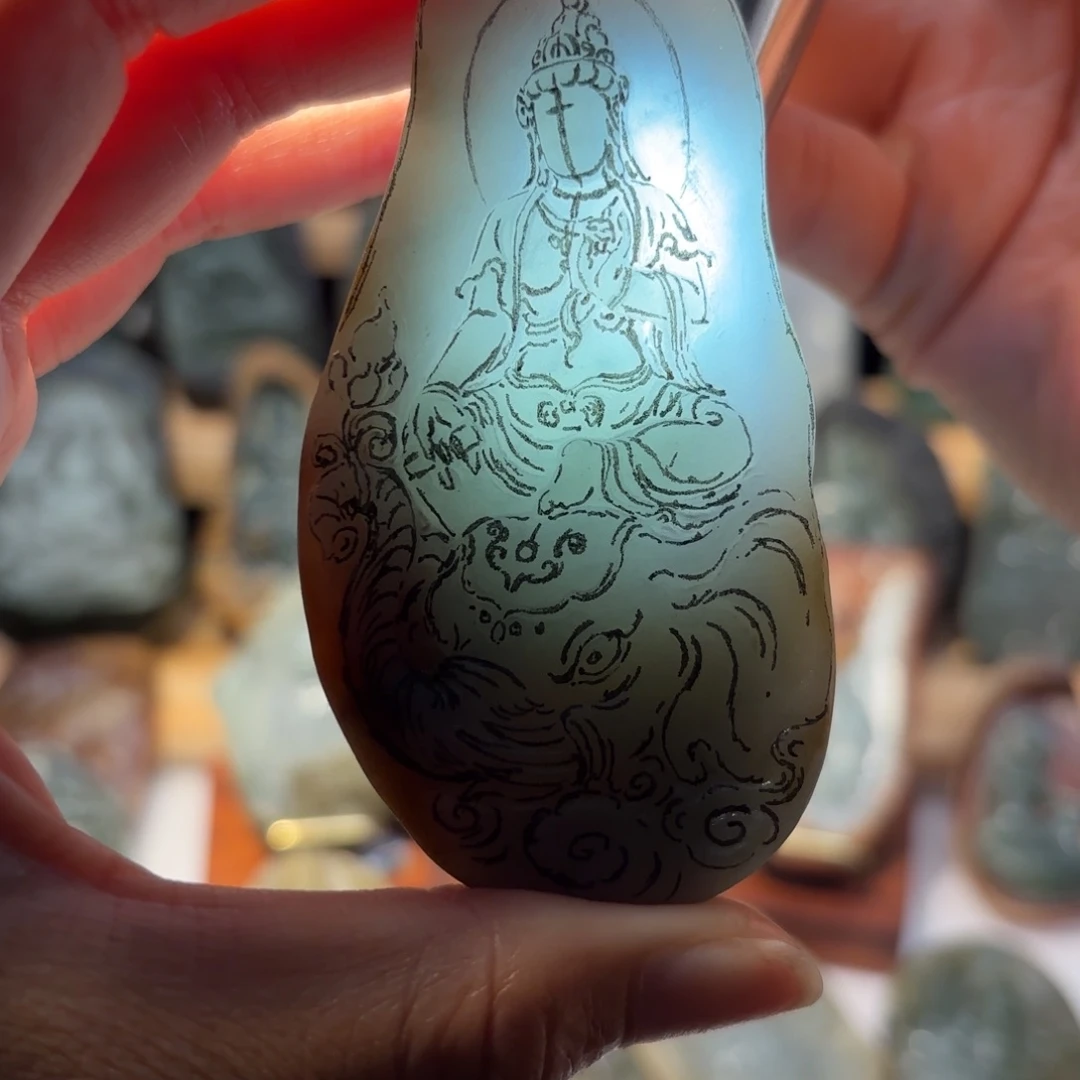 华***星定制翡翠未镶嵌普贤菩萨