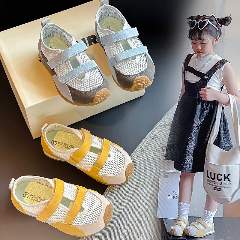 女童包头凉鞋2025夏季新款儿童网面透气玛丽珍运动鞋软底沙滩鞋潮