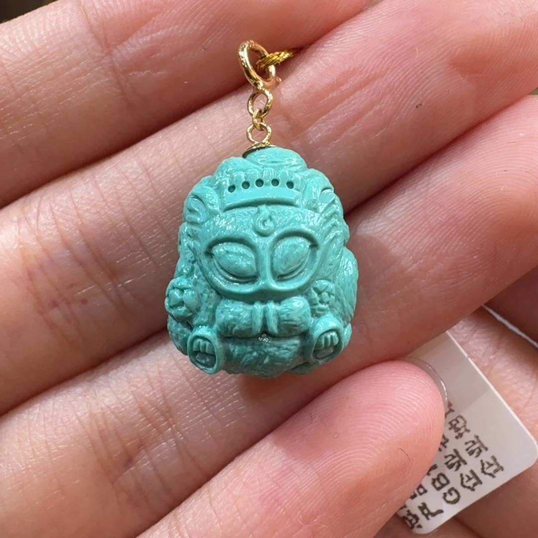 绿松石18K金镶嵌吊坠(不含链)凤九