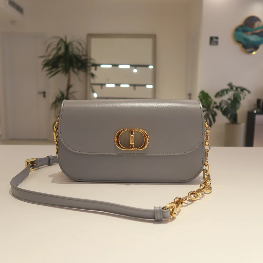 99新 DIOR/迪奥 灰色蒙田30链条单肩包