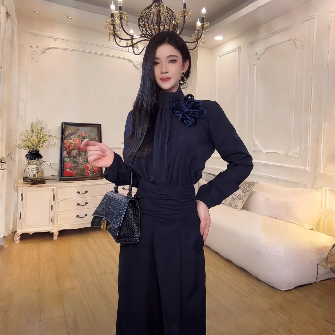 【左可莎】秋冬新款立体设计时尚轻奢长袖西服套装4166
