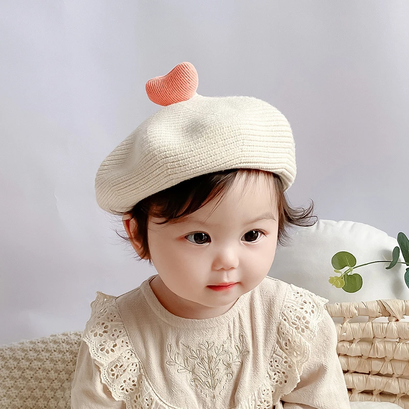 【小布丁】6-18个月婴儿帽子春秋针织贝雷帽婴幼儿画家帽秋冬简约风