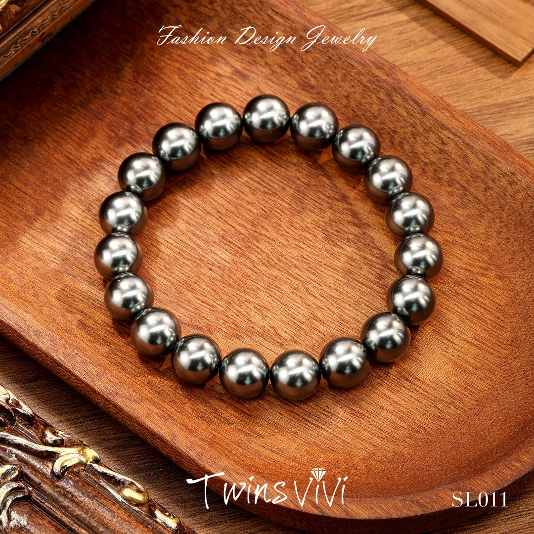 铜合金仿珍珠手链 Twins VIVI 手链 SL011(黑色10mm手链)