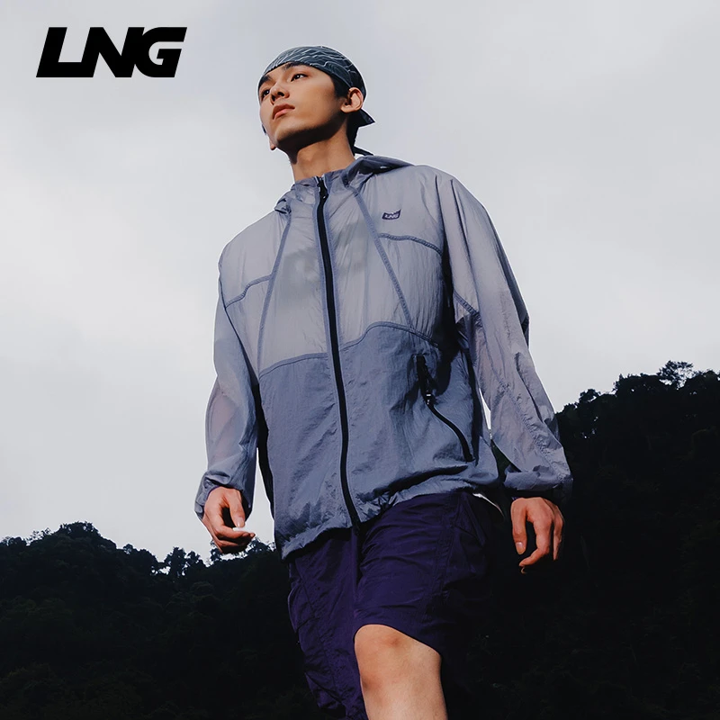 LNG25春夏新品男女同款轻量户露营外防泼水拼色连帽防风夹克
