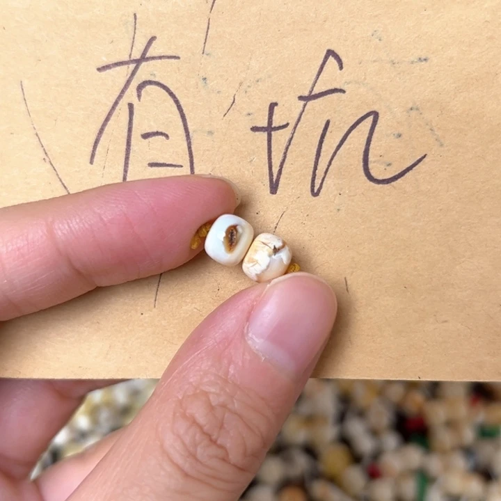 蜜蜡未镶嵌裸石7.1mm一对