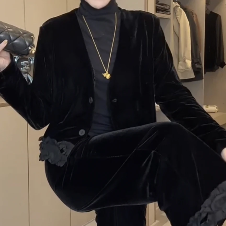 丝绒褶褶边外套3521HJZDQ