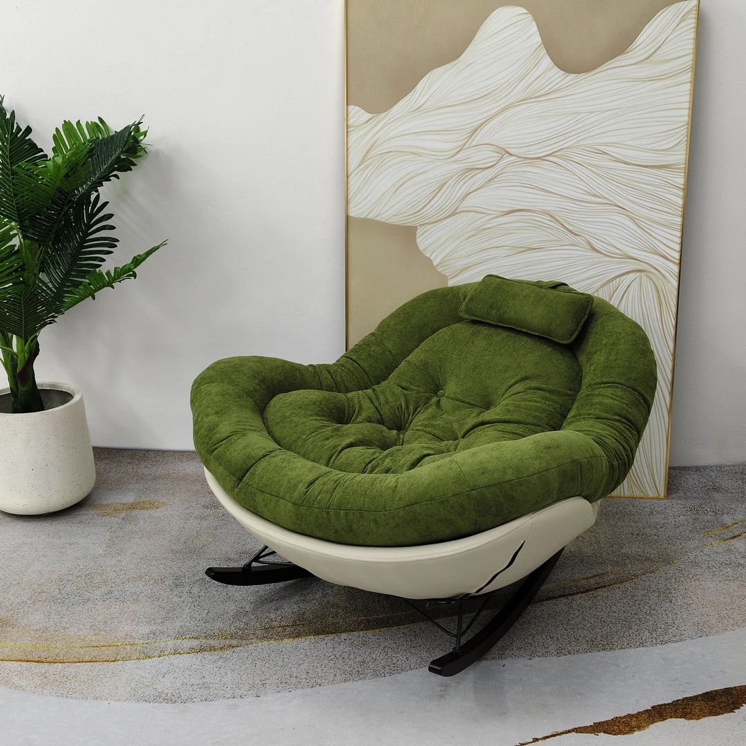 雪梨椅摇摇椅阳台躺椅休闲单人沙发椅客厅轻奢真皮单人椅懒人沙发