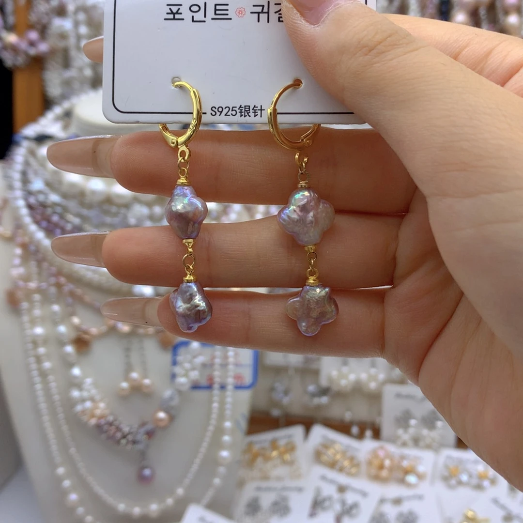 合金淡水珍珠耳饰