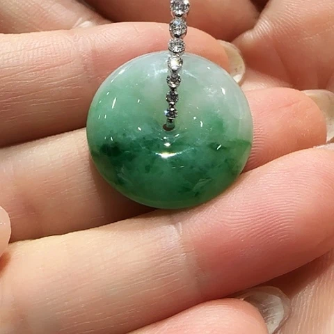 翡翠18K金镶嵌吊坠(不含链)