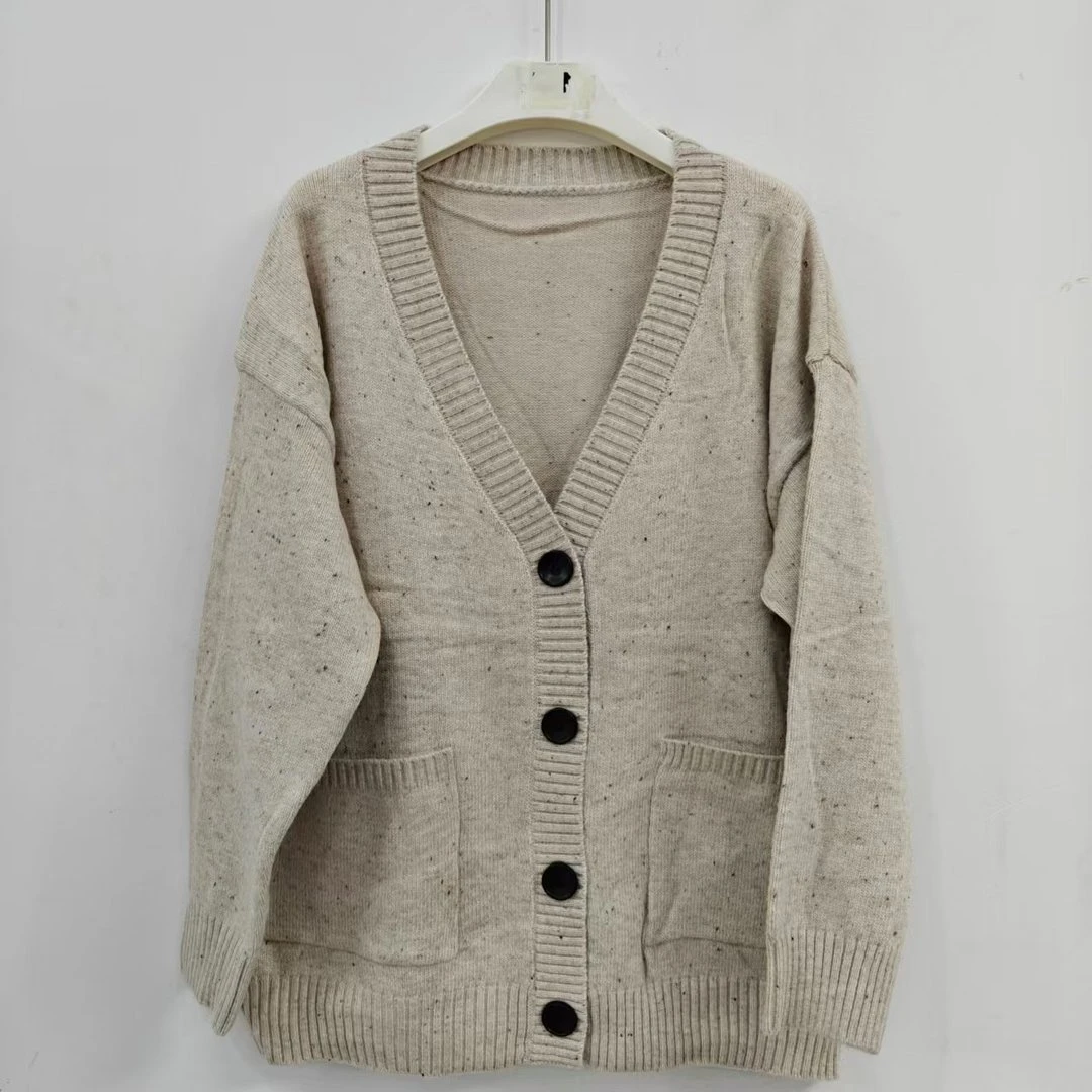 【24B-022533】秋季新款4粒扣双插袋花点大开衫H0712