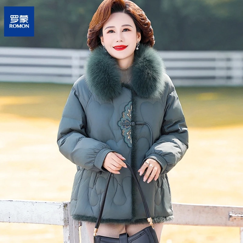 罗蒙中老年棉服女妈妈冬装棉袄冬季中年外套2025新款保暖加厚棉衣