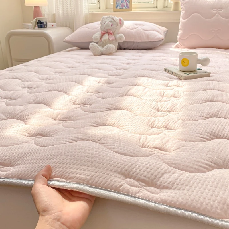 圆豆纱夹棉床垫学生宿舍2025新款泡泡加厚夹棉床单单件套睡垫床垫