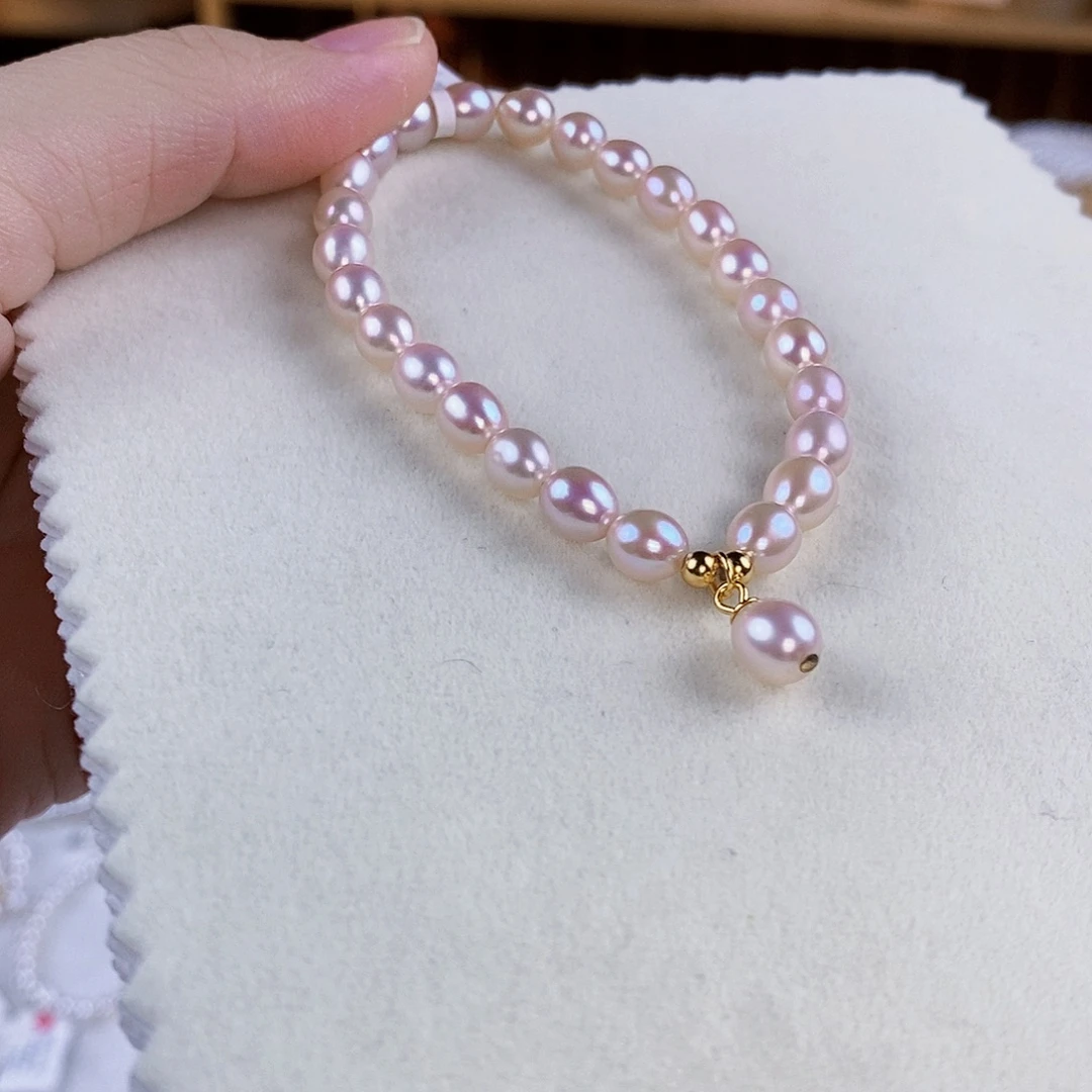 银S925镶嵌手绳淡水珍珠