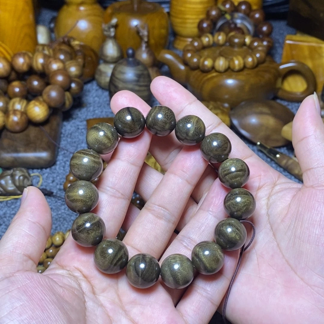 金丝楠花纹手串1.5阴沉
