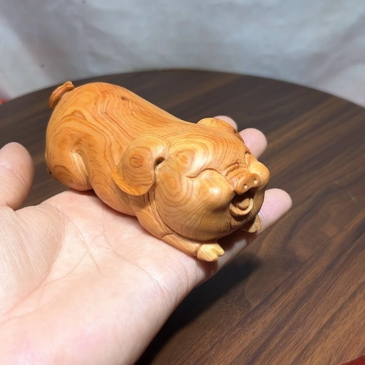 柏木（崖柏）人**耳崖柏手工雕刻小猪