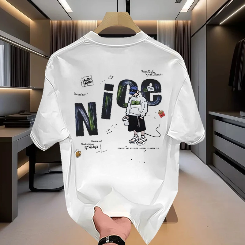 特大码300斤百搭动漫男短袖t恤百搭圆领2025夏季新款纯棉潮流休闲