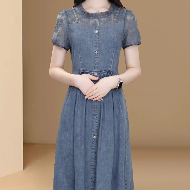 夏季短袖连衣裙2025新款今年流行爆款优雅气质减龄收腰显瘦裙子