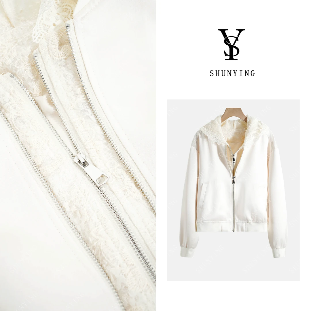 【仟娜】温柔又显白~时尚百搭蕾丝拼接连帽显瘦休闲外套SY71WTA2517