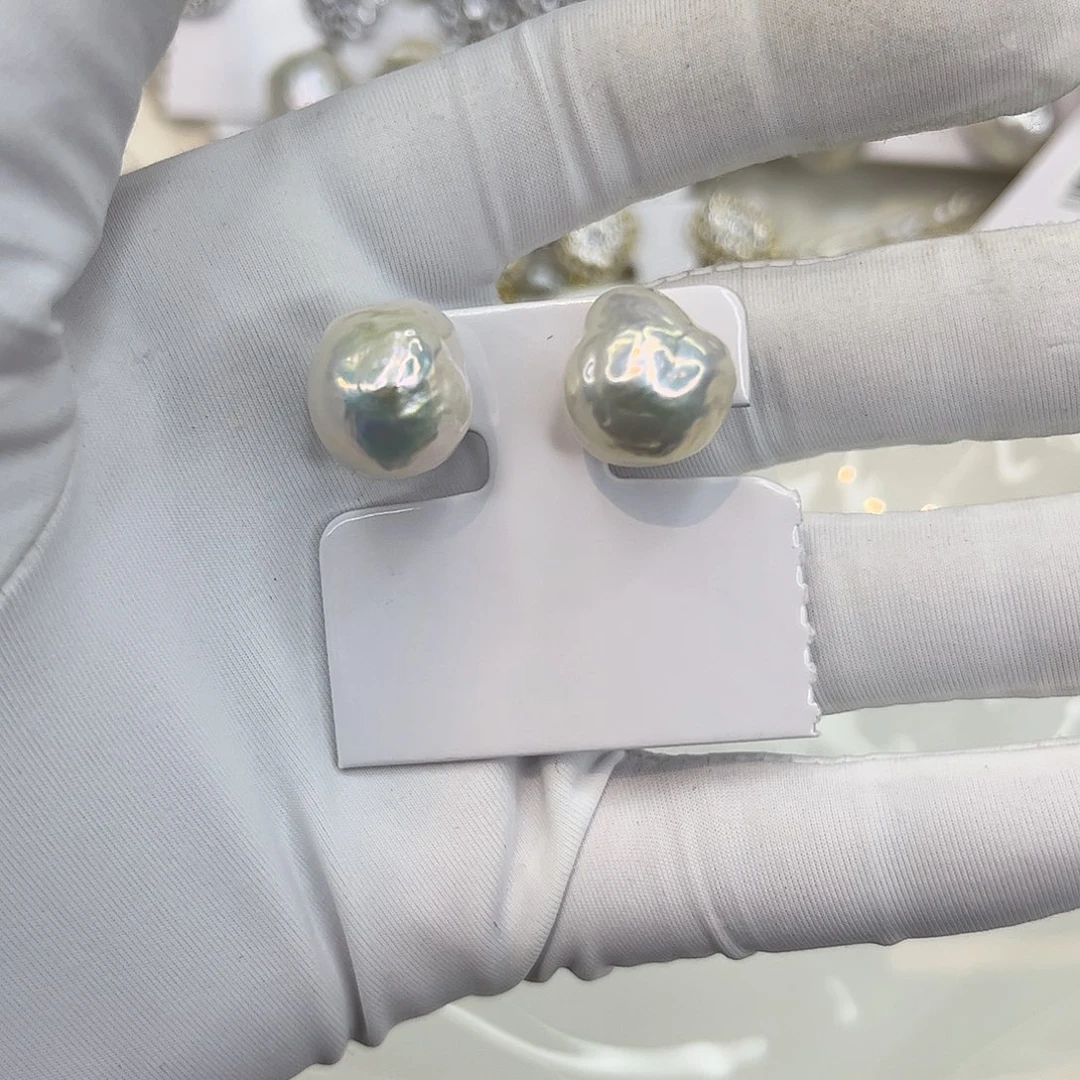 耳饰银S925镶嵌淡水珍珠