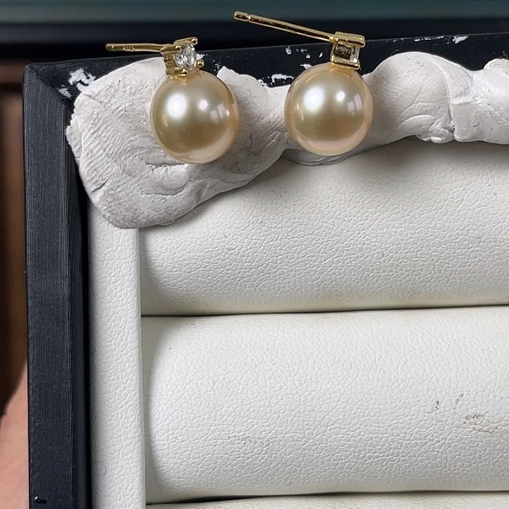 海水珍珠耳饰银S925镶嵌