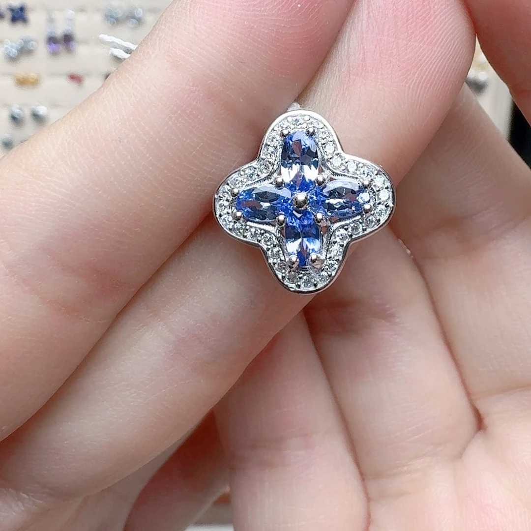 坦桑石吊坠(不含链)银S925镶嵌吊坠A75