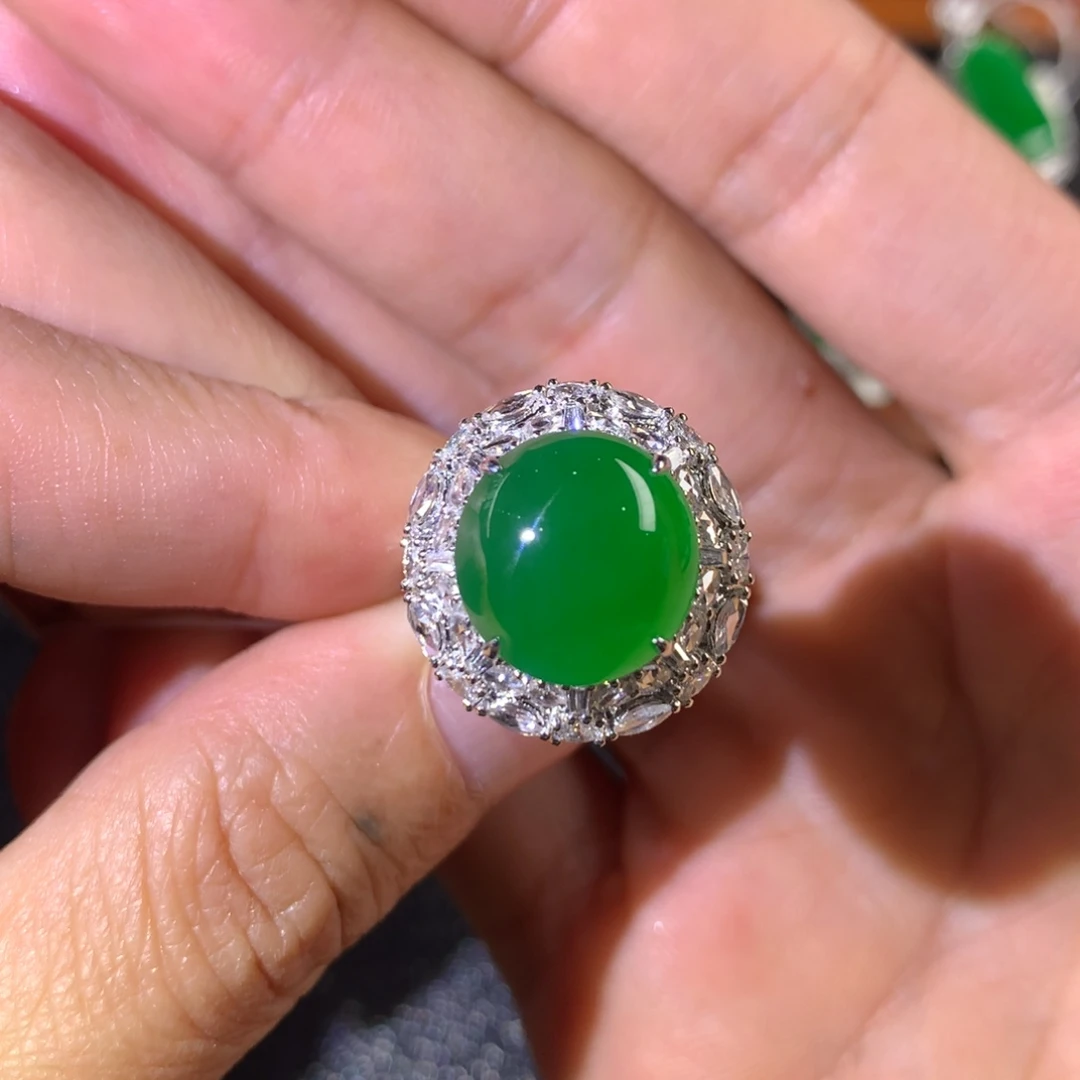 翡翠18K金镶嵌戒指两用款